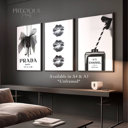 Set of 3 Black & White Prada Chanel