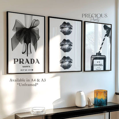 Set of 3 Black & White Prada Chanel