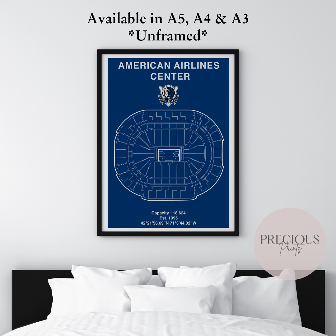 Dallas Mavericks American Airlines Center Poster / United Center / American Baskell Poster