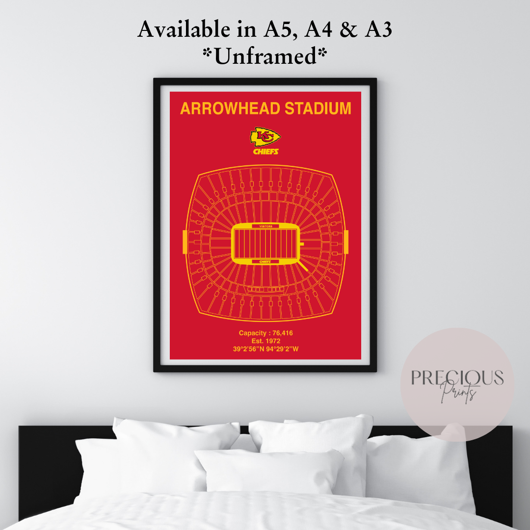Kansas City Chiefs Arrowhead Stadium Poster / United Center / American Football Poster