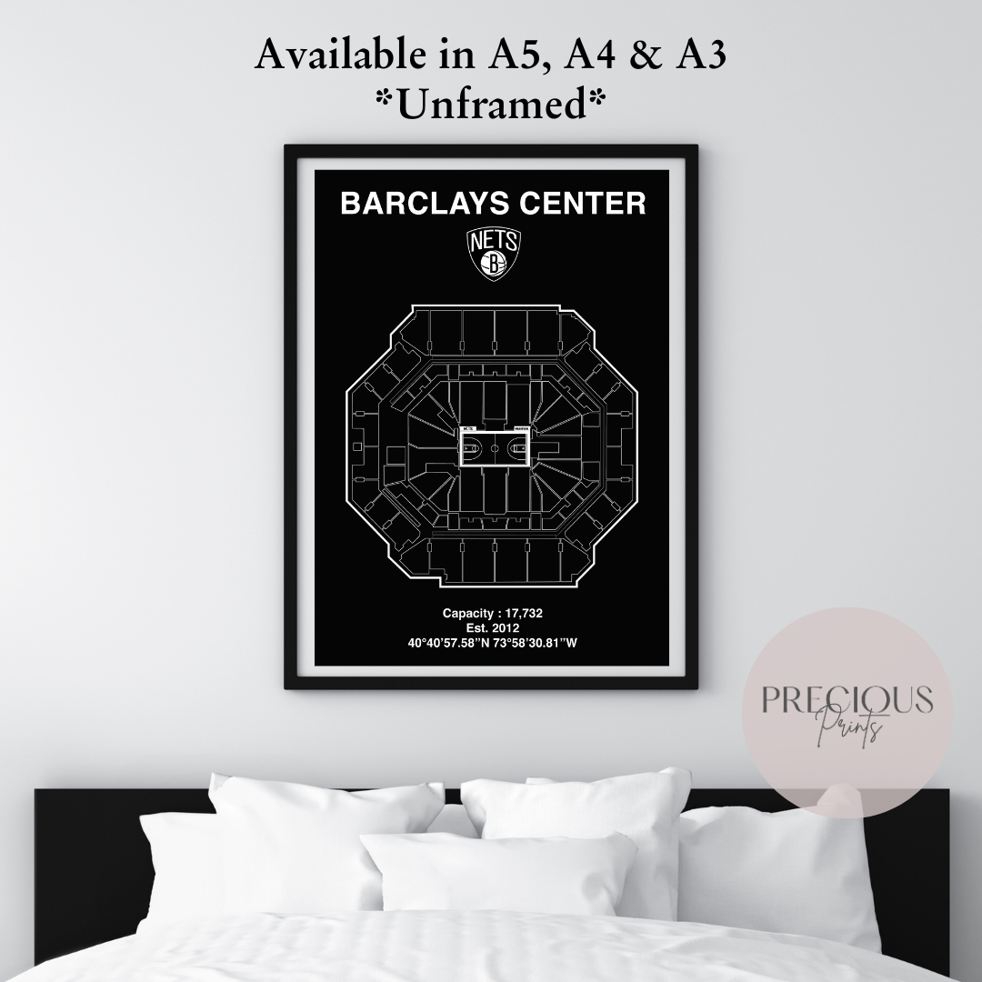 Brooklyn Nets Barclays Center Stadium Poster / American Baskell Poster