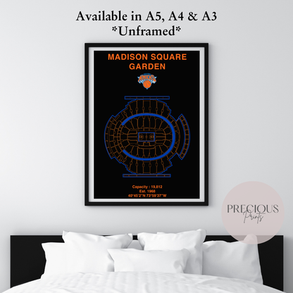 New York Knicks Basketball Stadium Poster / American Baskell Poster