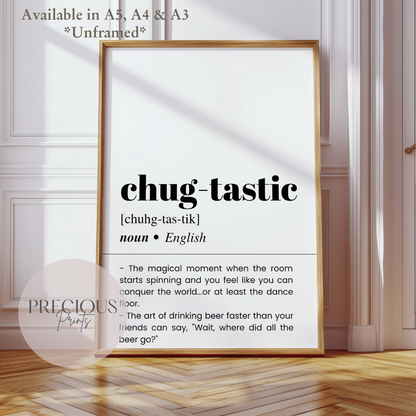 Chug-tastic Definition Funny Poster / Funny Kitchen pub poster / Funny Alcohol Poster