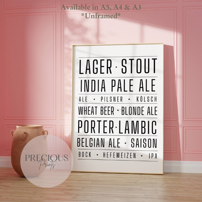 Larger Beer Stout Ale Kitchen Pub Pizza Bar Poster / Funny Kitchen poster