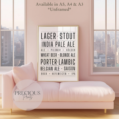 Larger Beer Stout Ale Kitchen Pub Pizza Bar Poster / Funny Kitchen poster