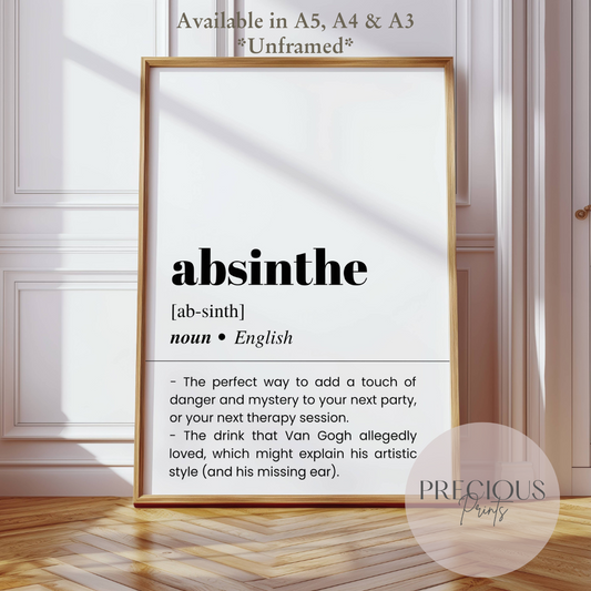 Absinthe Word Definition Funny Poster / Funny Kitchen pub poster