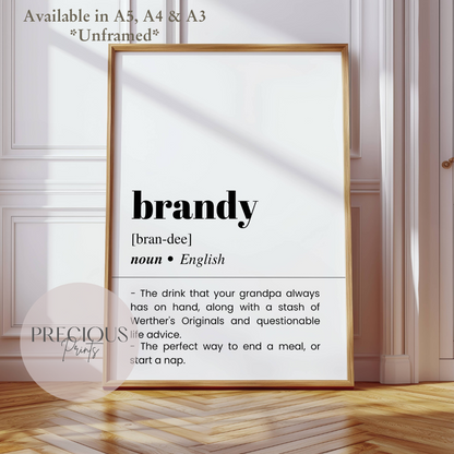 Brandy Definition Funny Poster / Funny Kitchen pub poster / Funny Alcohol Poster