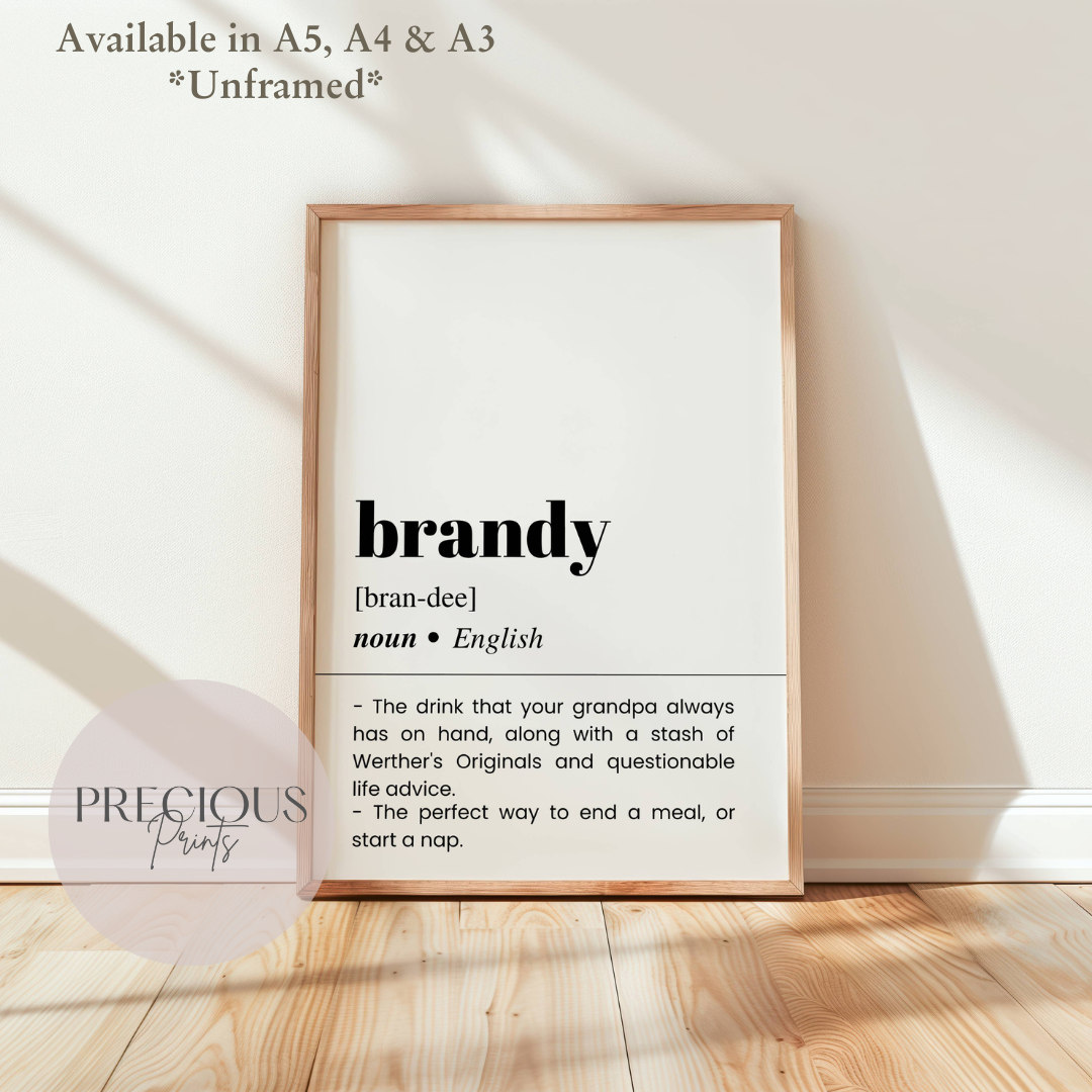 Brandy Definition Funny Poster / Funny Kitchen pub poster / Funny Alcohol Poster