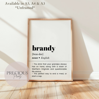 Brandy Definition Funny Poster / Funny Kitchen pub poster / Funny Alcohol Poster
