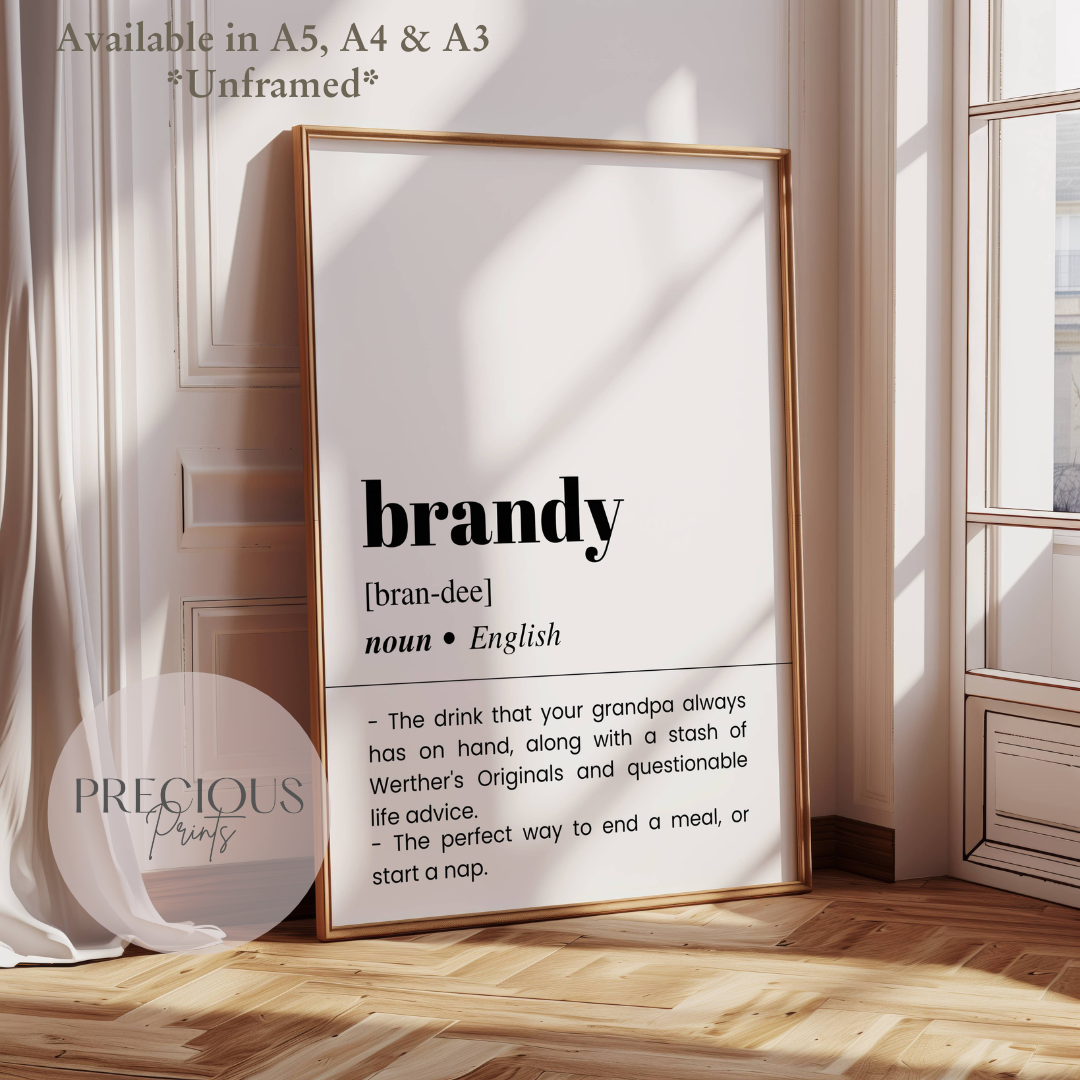 Brandy Definition Funny Poster / Funny Kitchen pub poster / Funny Alcohol Poster