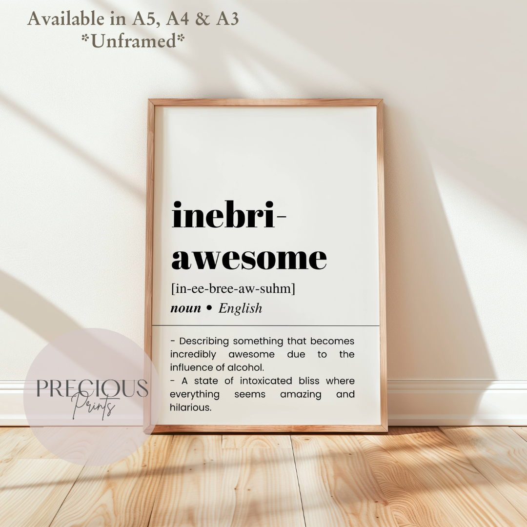 Inebri-Awesome Definition Funny Poster / Funny Kitchen pub poster / Funny Alcohol Poster