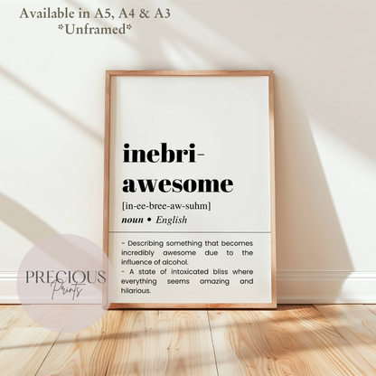 Inebri-Awesome Definition Funny Poster / Funny Kitchen pub poster / Funny Alcohol Poster