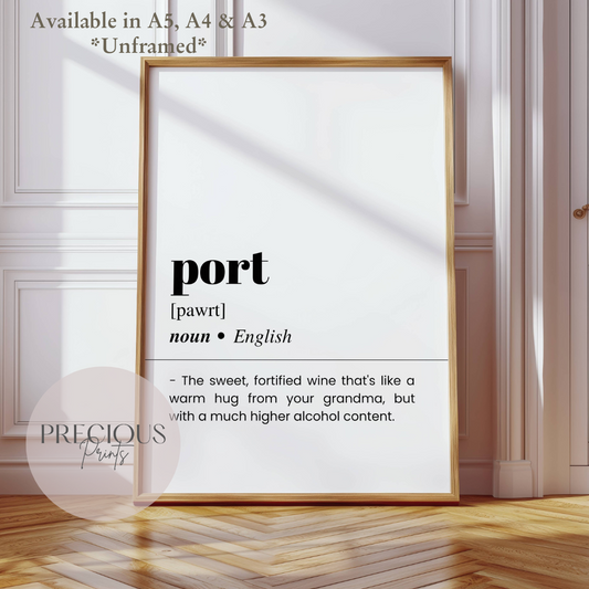 'Port' Definition Funny Poster / Funny Kitchen pub poster / Funny Alcohol Poster