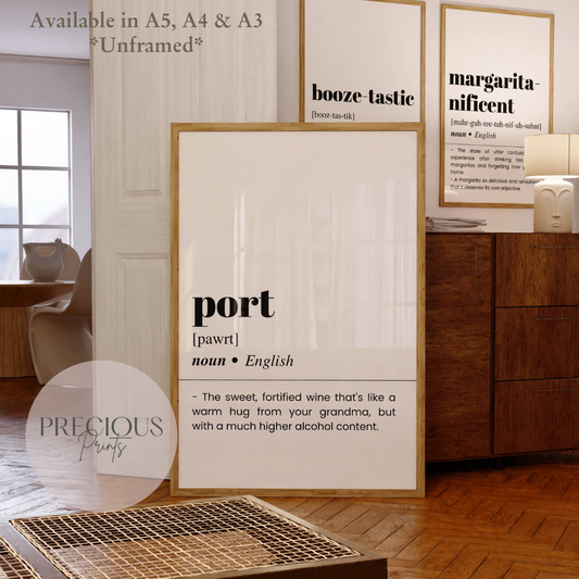 'Port' Definition Funny Poster / Funny Kitchen pub poster / Funny Alcohol Poster