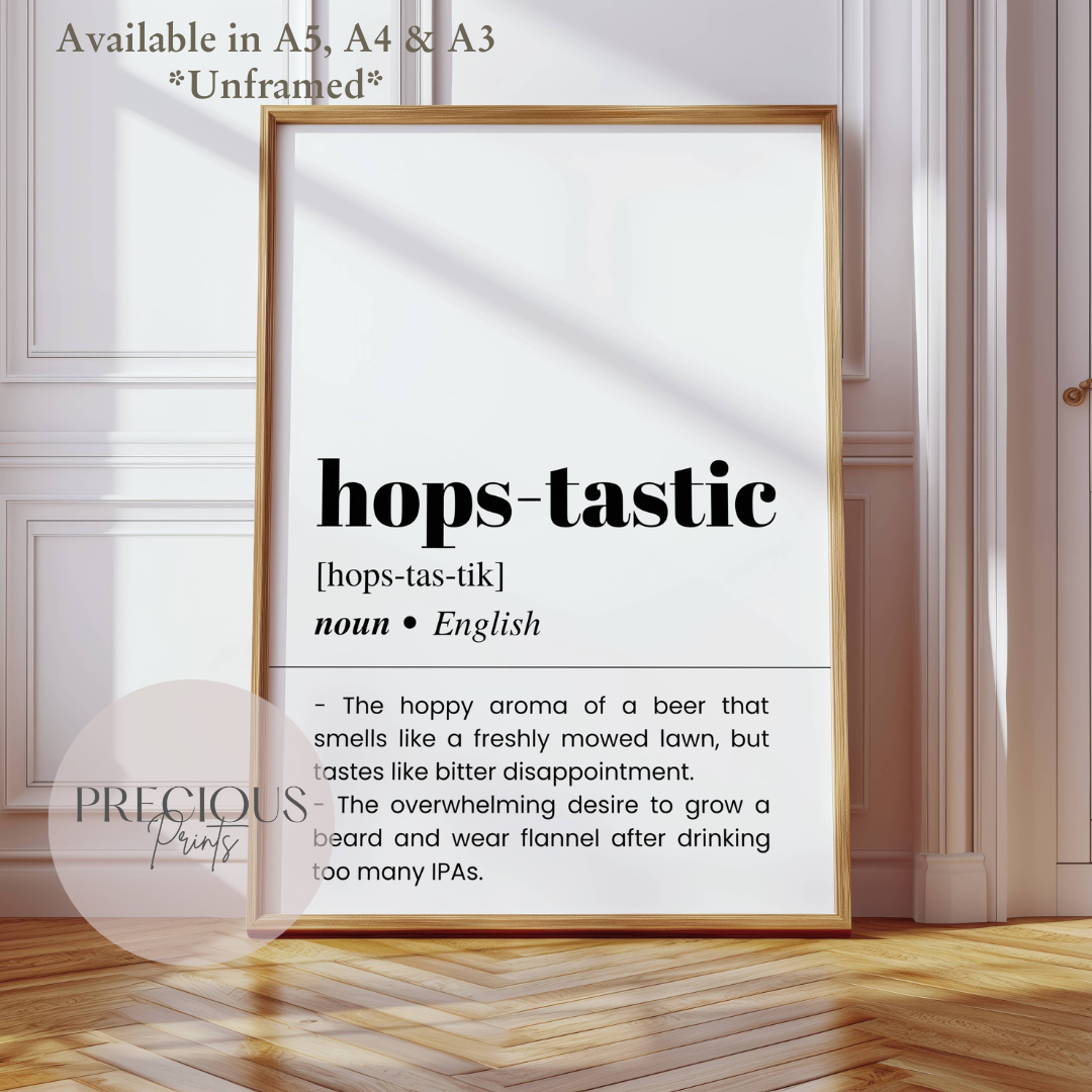 Hops-tastic Definition Funny Poster / Funny Kitchen pub poster / Funny Alcohol Poster
