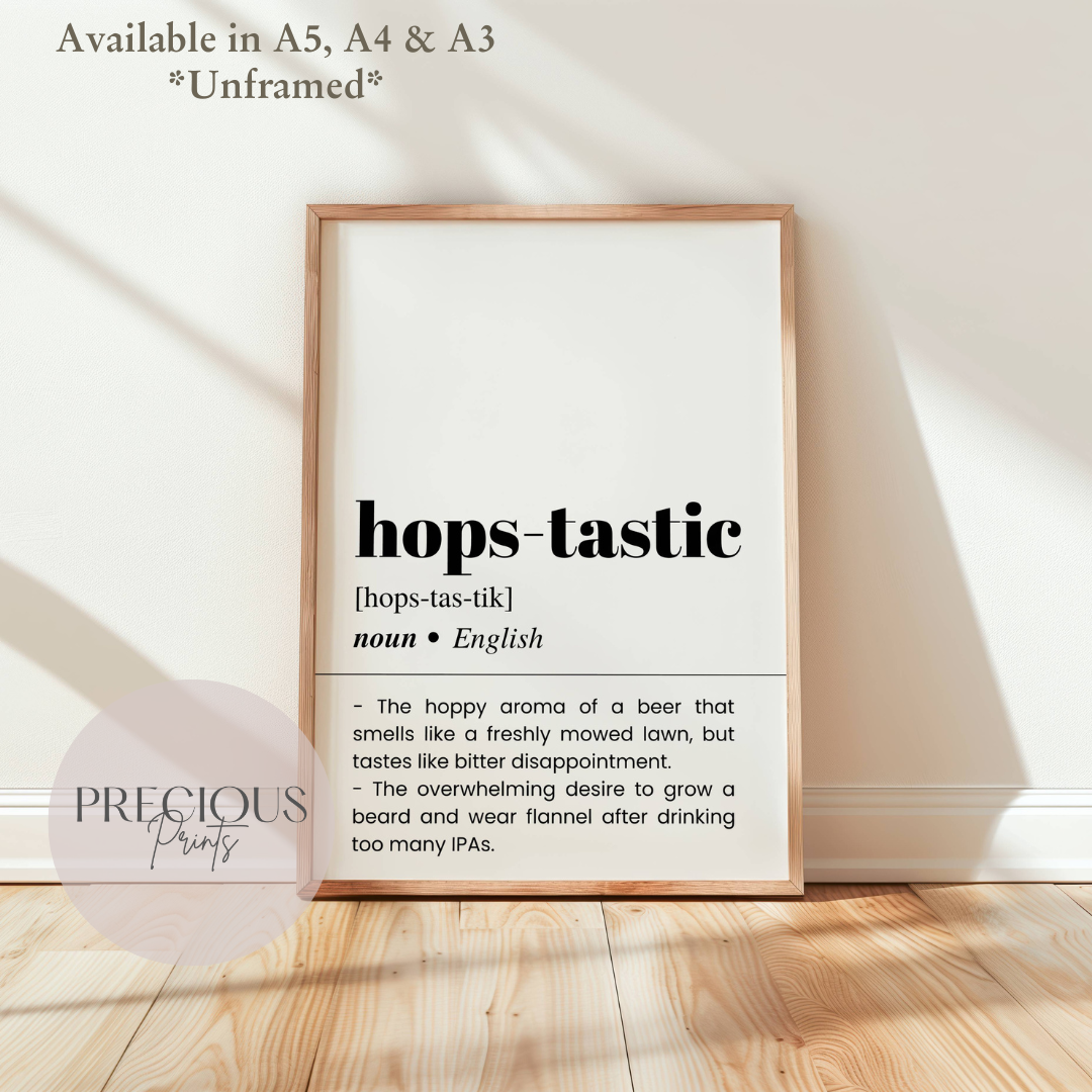 Hops-tastic Definition Funny Poster / Funny Kitchen pub poster / Funny Alcohol Poster