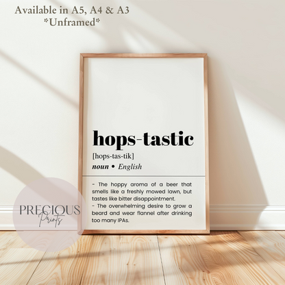 Hops-tastic Definition Funny Poster / Funny Kitchen pub poster / Funny Alcohol Poster