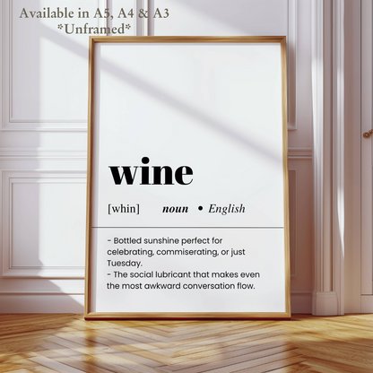 Wine Definition Funny Poster / Funny Kitchen pub poster / Funny Alcohol Poster