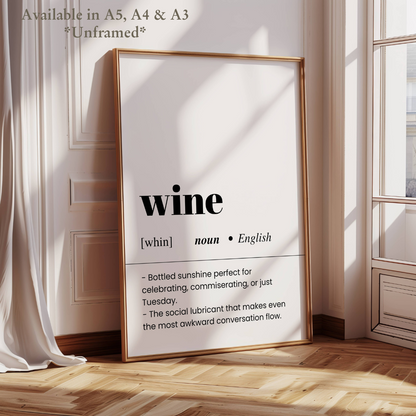 Wine Definition Funny Poster / Funny Kitchen pub poster / Funny Alcohol Poster