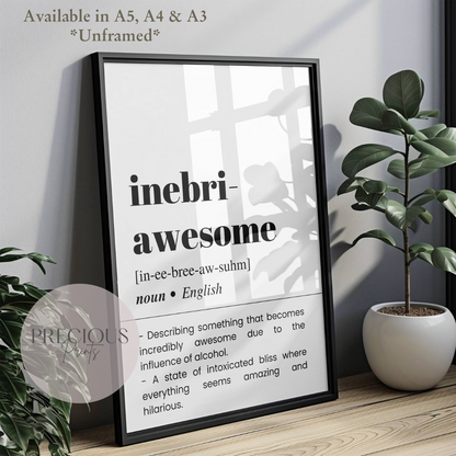Inebri-Awesome Definition Funny Poster / Funny Kitchen pub poster / Funny Alcohol Poster