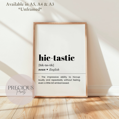Hic-tastic Definition Funny Poster / Funny Kitchen pub poster / Funny Alcohol Poster