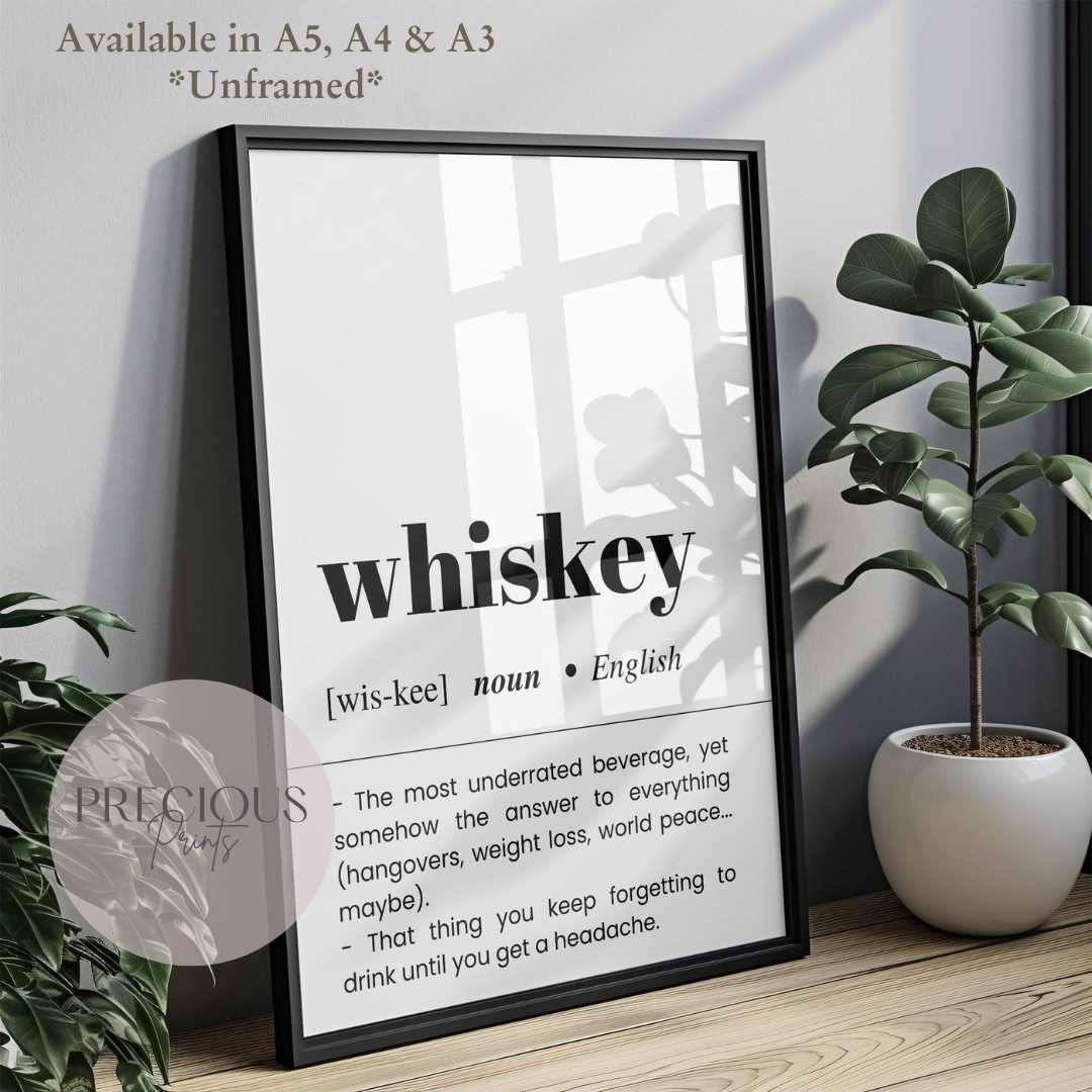 Whiskey Definition Funny Poster / Funny Kitchen pub poster / Funny Alcohol Poster