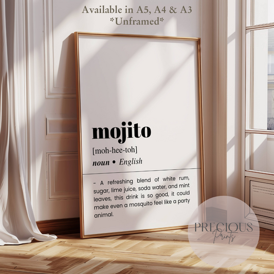 Mojito Word Definition Funny Poster / Funny Kitchen pub poster / Funny Alcohol Poster (Copy)