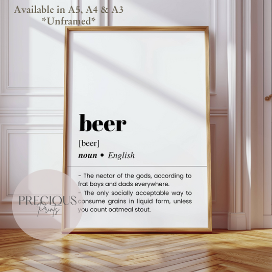 Beer Word Definition Funny Poster / Funny Kitchen pub poster / Funny Alcohol Poster