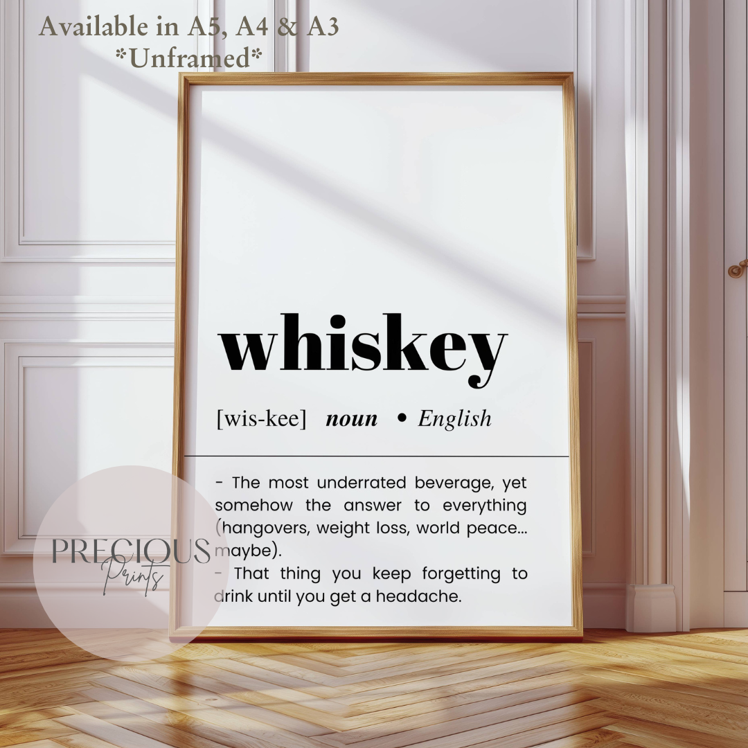 Whiskey Definition Funny Poster / Funny Kitchen pub poster / Funny Alcohol Poster