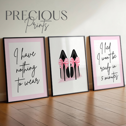 Set of 3 Fashion Dressing Room Prints Posters / Stylish Trendy Wall Art