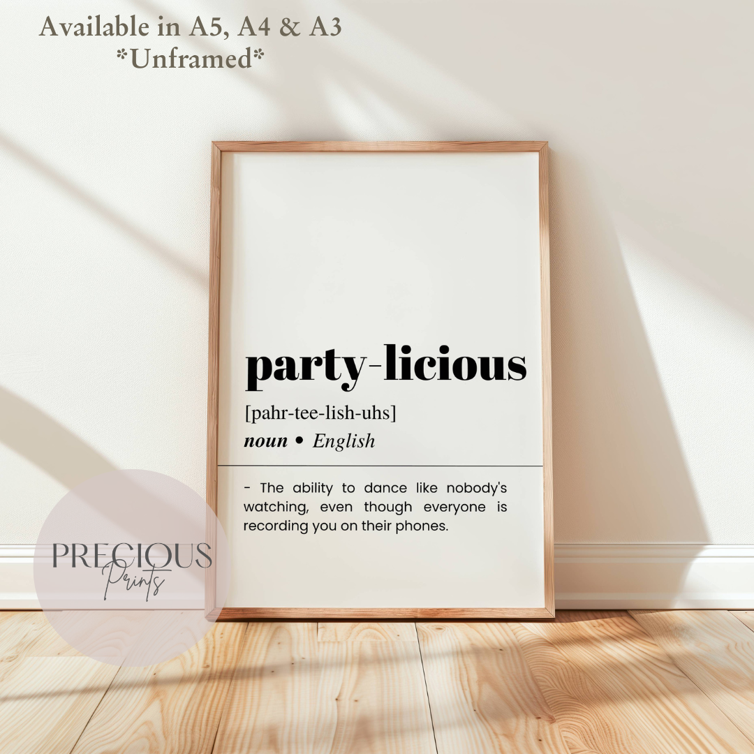 Party-licious Definition Funny Poster / Funny Kitchen pub poster / Funny Alcohol Poster