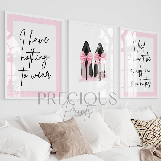 Set of 3 Fashion Dressing Room Prints Posters / Stylish Trendy Wall Art