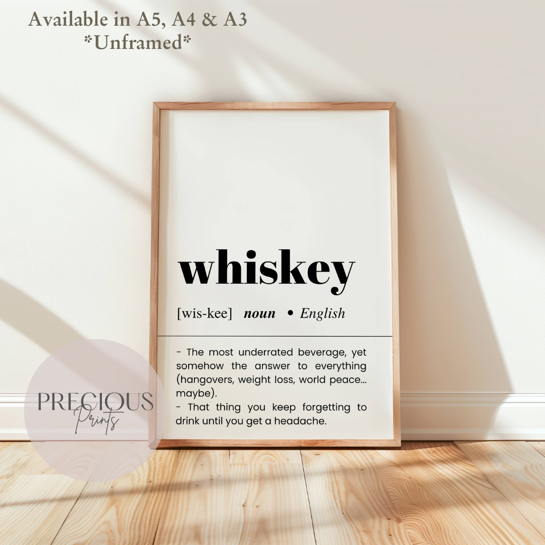 Whiskey Definition Funny Poster / Funny Kitchen pub poster / Funny Alcohol Poster