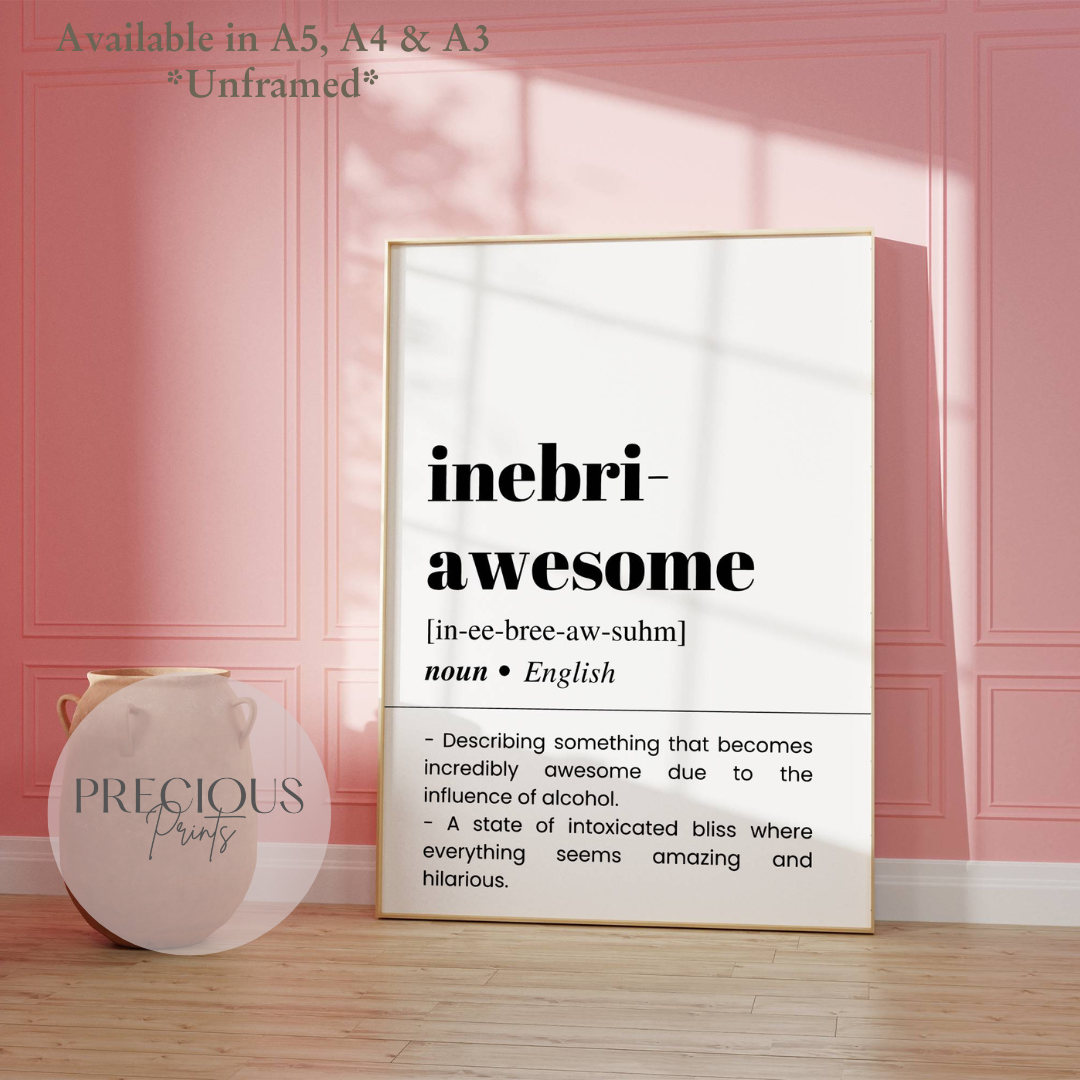 Inebri-Awesome Definition Funny Poster / Funny Kitchen pub poster / Funny Alcohol Poster