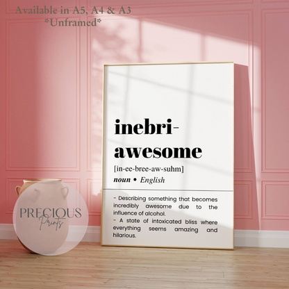Inebri-Awesome Definition Funny Poster / Funny Kitchen pub poster / Funny Alcohol Poster