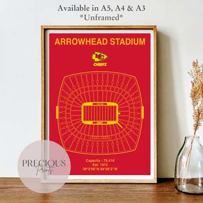 Kansas City Chiefs Arrowhead Stadium Poster / United Center / American Football Poster