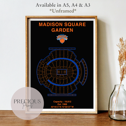 New York Knicks Basketball Stadium Poster / American Baskell Poster