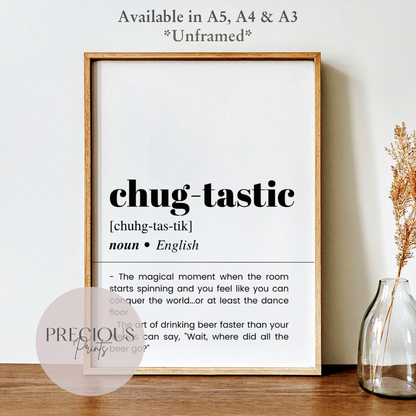 Chug-tastic Definition Funny Poster / Funny Kitchen pub poster / Funny Alcohol Poster