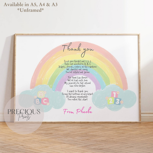 Personalised Thank You Childminder / Nursery / Nannie Print Gift