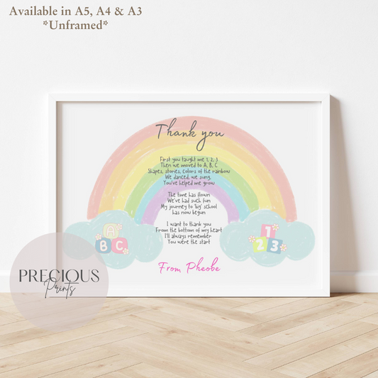 Personalised Thank You Childminder / Nursery / Nannie Print Gift