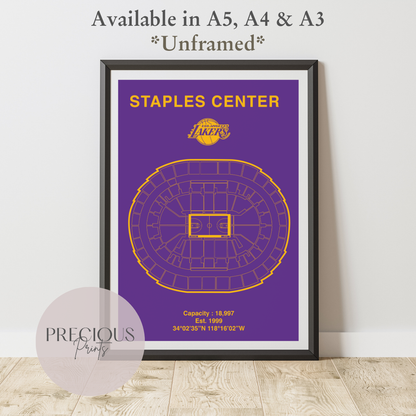 Los Angeles Lakers Basketball Stadium Poster / American Baskell Poster