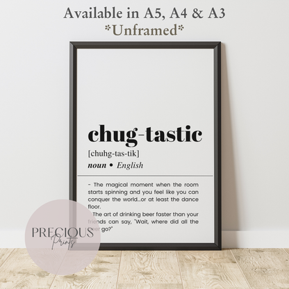 Chug-tastic Definition Funny Poster / Funny Kitchen pub poster / Funny Alcohol Poster