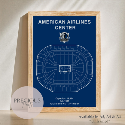 Dallas Mavericks American Airlines Center Poster / United Center / American Baskell Poster