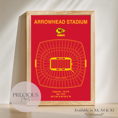 Kansas City Chiefs Arrowhead Stadium Poster / United Center / American Football Poster