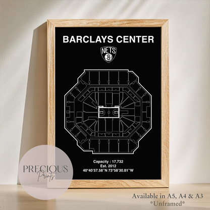 Brooklyn Nets Barclays Center Stadium Poster / American Baskell Poster