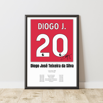 Diogo Jota Football Stats Print / Football Legends Poster / Football Gift