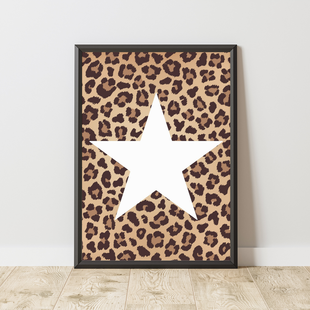 Set of 2 Trendy Preppy Prints Cheetah Leopard Print Wall Art