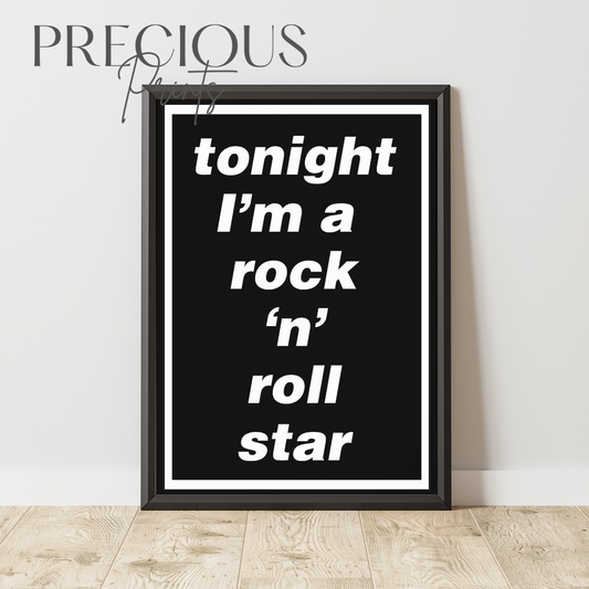 Oasis Lyric Poster - Tonight I'm A Rock 'N' Roll Star