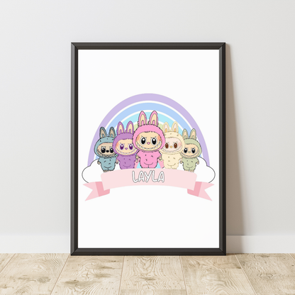 Personalised Labubu Doll Prints / A5 A4 A3 Unframed