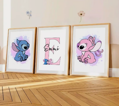 Set of 3 Personalised Angel Stitch Prints